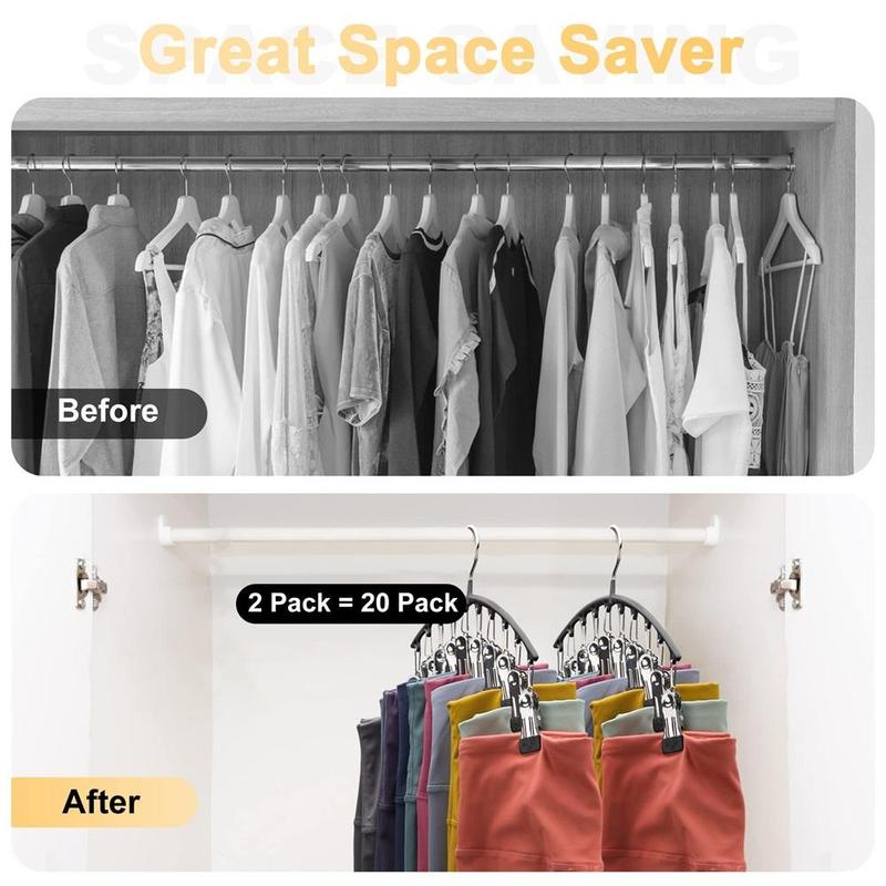 Space Saving Clothes & Pants Hanger, 2 Counts Multi-functional Windproof Drying Hanger with Clip, Hanging Storage Closet Organizer for Hat & Jeans & Scarves