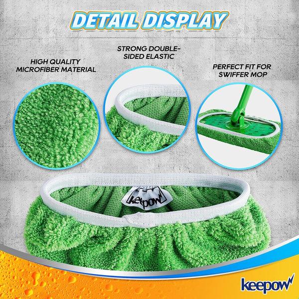 KEEPOW 5701M Reusable Green Cotton Pads for All 10 Inches Flat Mop (mop is not include)