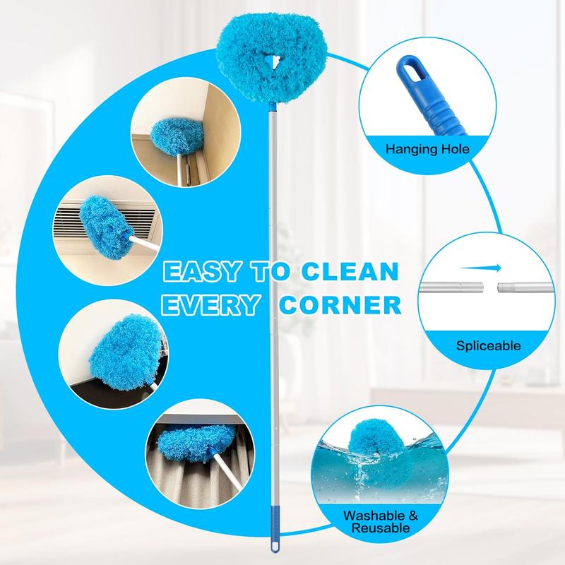 Ceiling Fan Cleaner Duster Reusable Microfiber Ceiling Fan Blade Cleaner Removable Duster with Extension Pole Adjusts 13 to 49.7 Inch for Cleaning Walls...