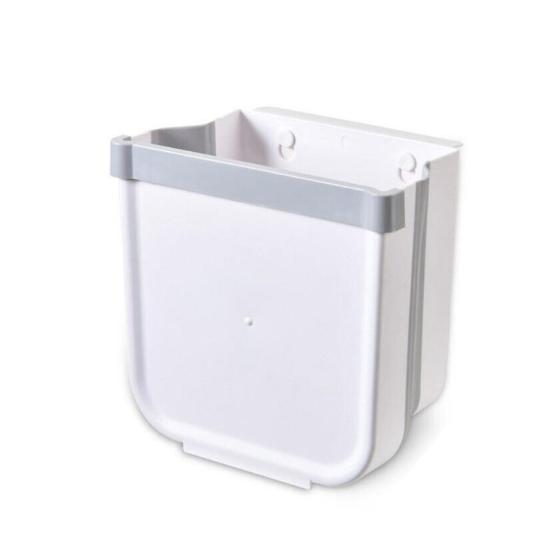 WeGee Kitchen Trash can Home Foldable Wall-Mounted Small Trash can Simple Cabinet Door Dedicated White