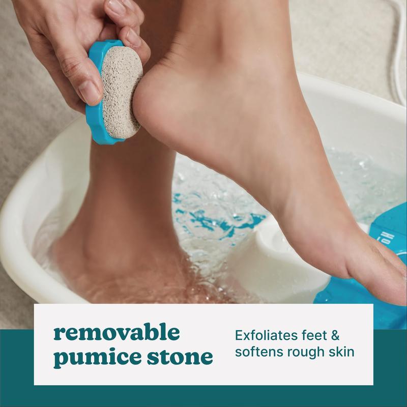 Foot Spa, Toe Touch Controlled Foot Bath with Invigorating Bubbles and Splash Proof, Raised Massage nodes and Removable Pumice Stone