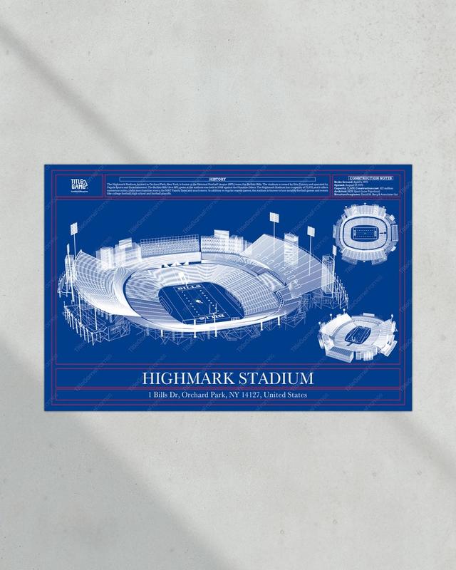 Buffalo Bills Highmark Stadium Blueprint Football Print