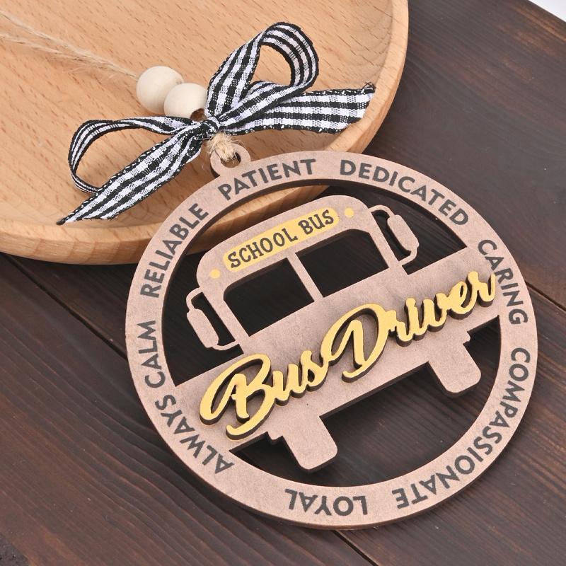 School Bus Design Driver Themed Ornament, 1 Count Unique Christmas Pendant, Bus Driver Appreciation Gifts for Men Women