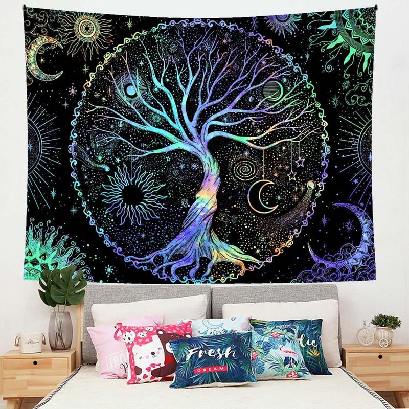 Tree Of Life Pattern Tapestry, Chill Room Accessories Wall Decorative Hanging Blanket for Room Decor, Wall Decor for Home Living Room Bedroom, Wall Insulation Blanket, Boyfriend Gifts