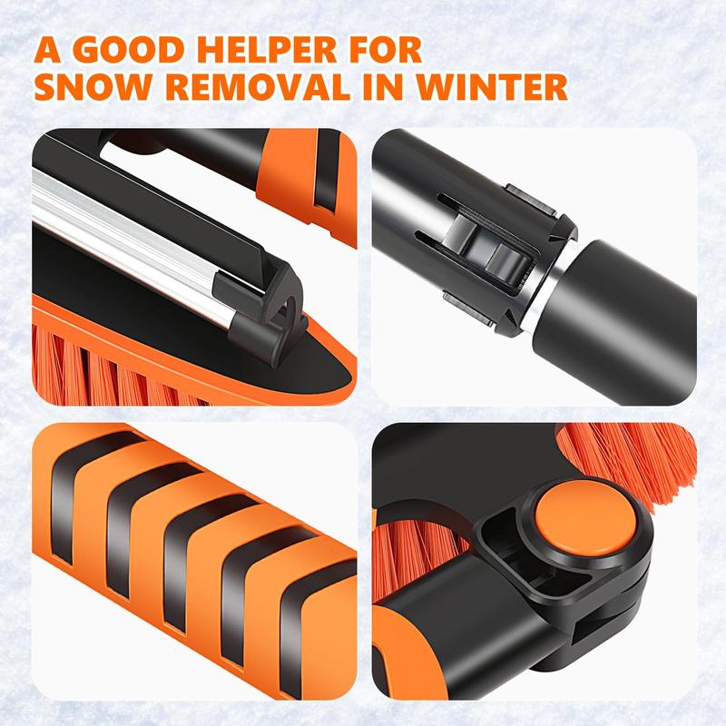 Retractable Car Snow Brush, Winter Car Snow Removal Tool, Ergonomic Foam Handle Car Ice Scraper, Durable ABS & PVC Car Wash Accessories