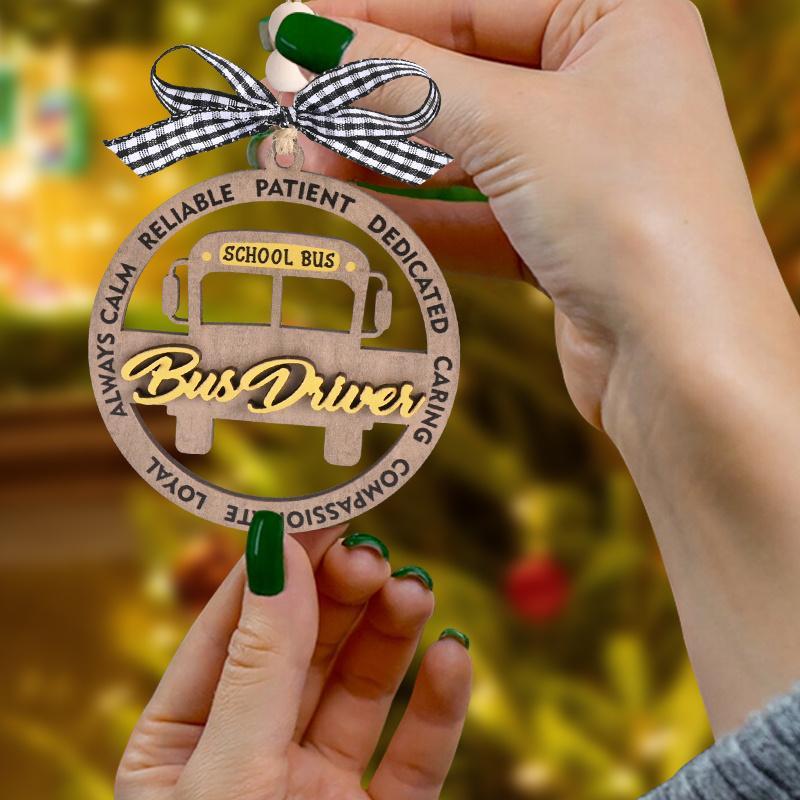 School Bus Design Driver Themed Ornament, 1 Count Unique Christmas Pendant, Bus Driver Appreciation Gifts for Men Women