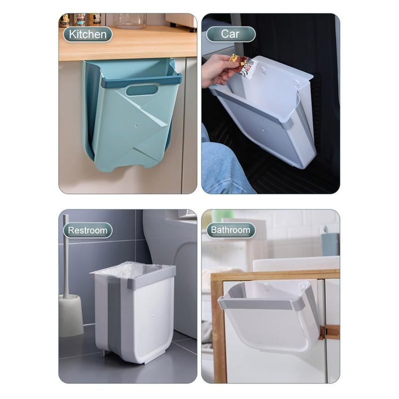 WeGee Kitchen Trash can Home Foldable Wall-Mounted Small Trash can Simple Cabinet Door Dedicated White