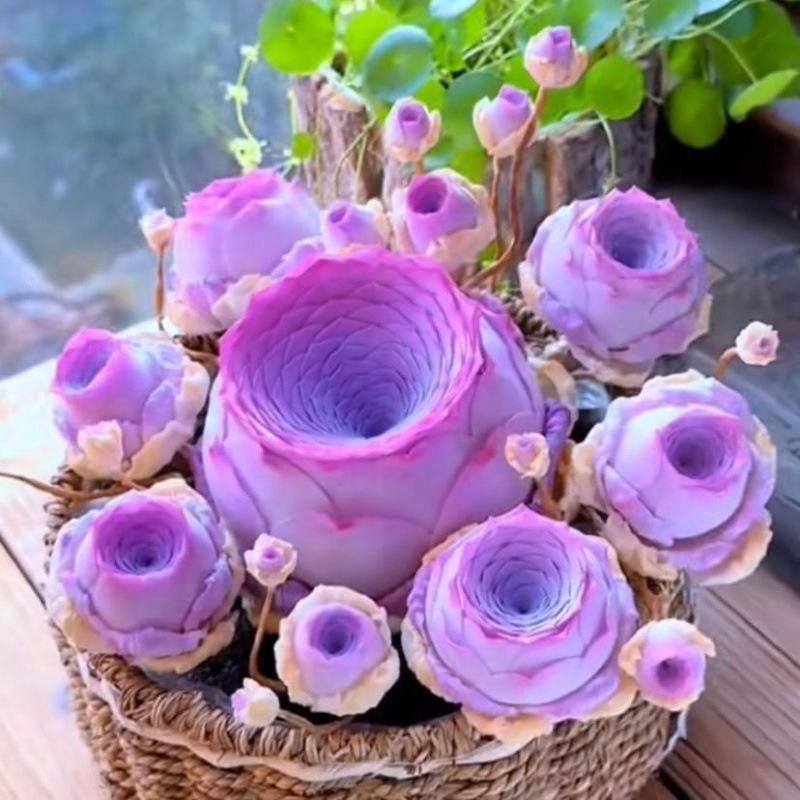 1000 Pcs Mixed Colors Succulent Rose Rare Succulent Plant Seed Group Multi-Headed Wine Glass Rose Office Desktop Good to Keep in All Seasons Colorful Decor