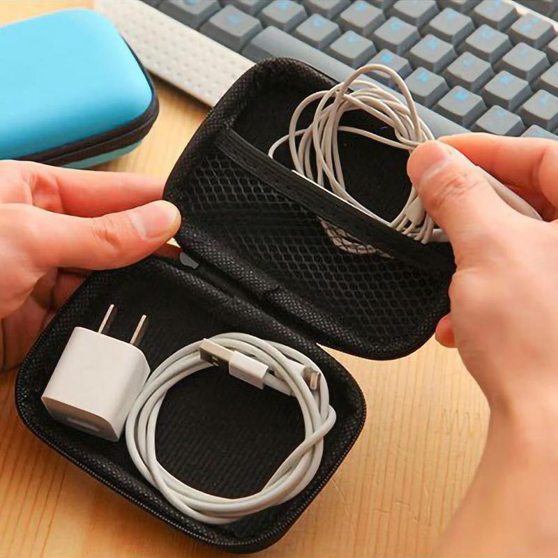 Data Cable Storage Bag, 1 Count Portable Zipped Travel Electronics Organizer, Multifunctional Storage Pouch for Home Office, Data Cable Organizer Supplies