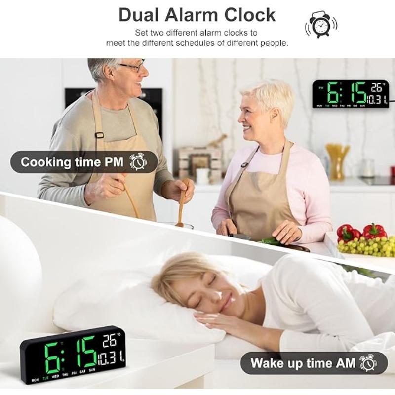 New Large Screen Alarm Clock, Simple LED Desktop Clock, Creative Large Size Desk Clock Hung Clock,Timing and countdown double analog multi-functional desk table clock digital led wall inteligente clock