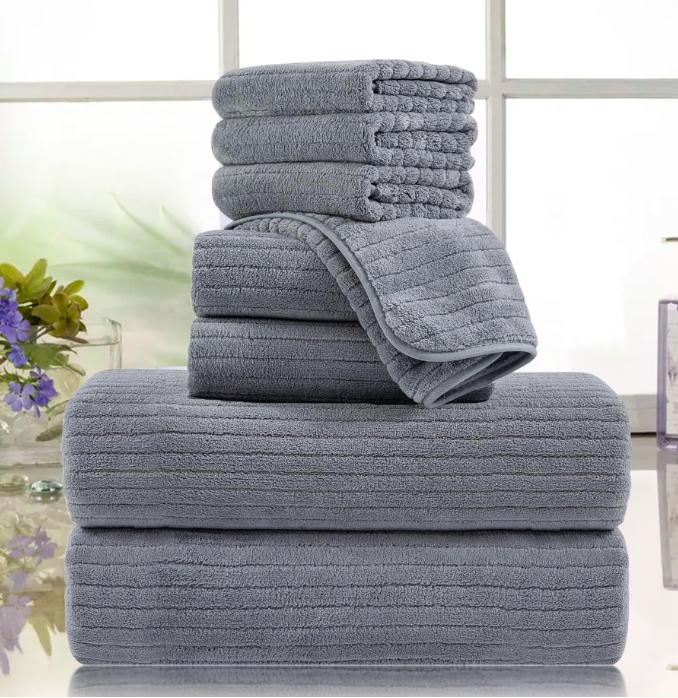 Microfiber Bath Sheet Set - 8 Piece Ultra Soft Plush Oversized Towel Set for Adults - Bathroom Towel Set Box Hand