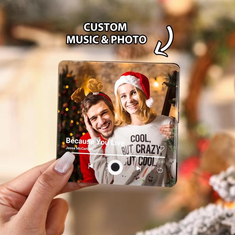 Custom Music Fridge Magnet, Personalized Photo & Music Refrigerator Magnet, Play Song Music Box Ornament, Anniversary Christmas Gift Valentine's Day gift