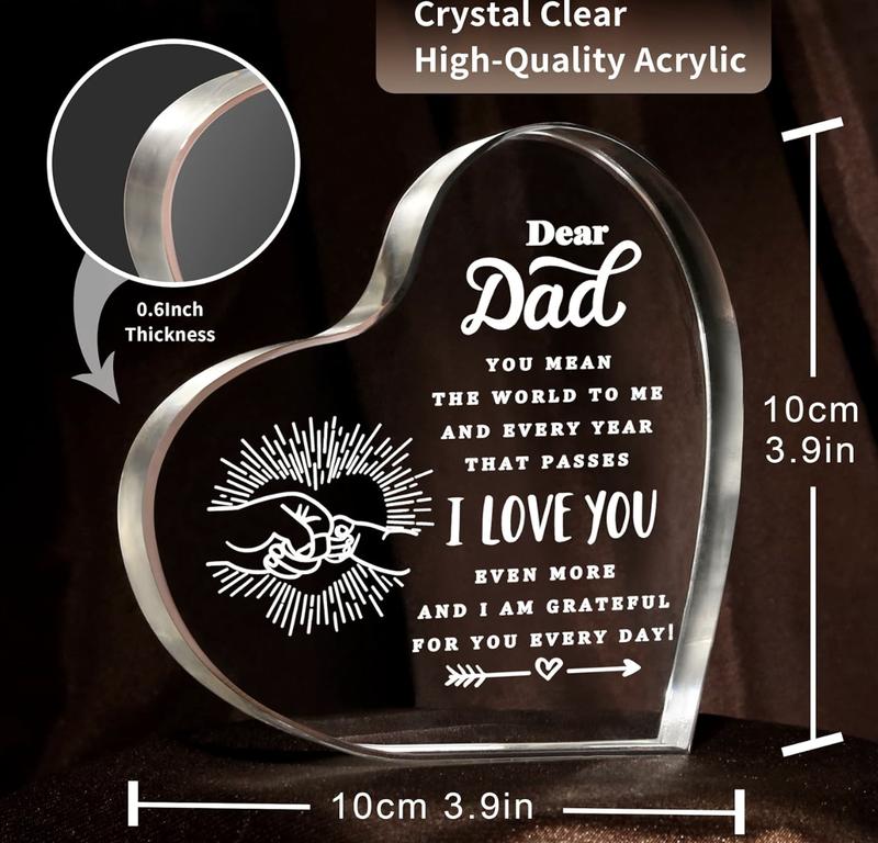 Father's Day Gifts For Dad From Daughter, Son, Birthday Gifts For Dad, Bonus Dad, Funcle, New Dad Gifts For Men, Father's Dad Gifts Heart Acrylic