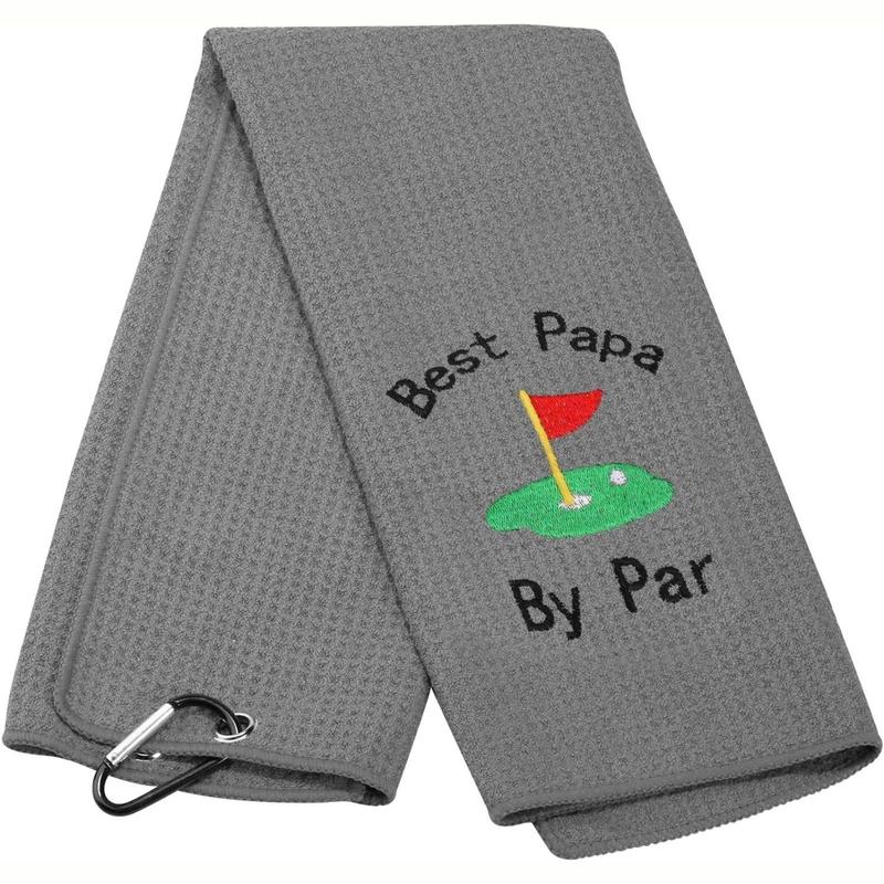 Funny Golf Towel, Microfiber Embroidered Golf Towel with Clip, Best Dad By Par Embroidery Golf Towel, Birthday Retirement Gifts for Father Men Golf Fan Golfer