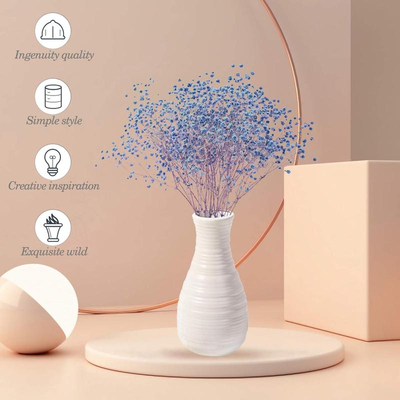 Unbreakable Vase for Flowers, Ceramic Look Plastic Vase for Home Decor, Living Room, Table (Seashell White)