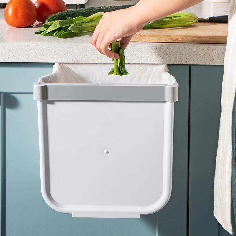 WeGee Kitchen Trash can Home Foldable Wall-Mounted Small Trash can Simple Cabinet Door Dedicated White