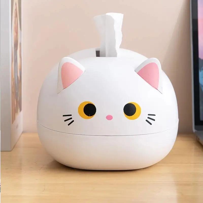 Cartoon Cat Design Tissue Box, 1 Count Multifunctional Home Decoration Paper Box For Kitchen