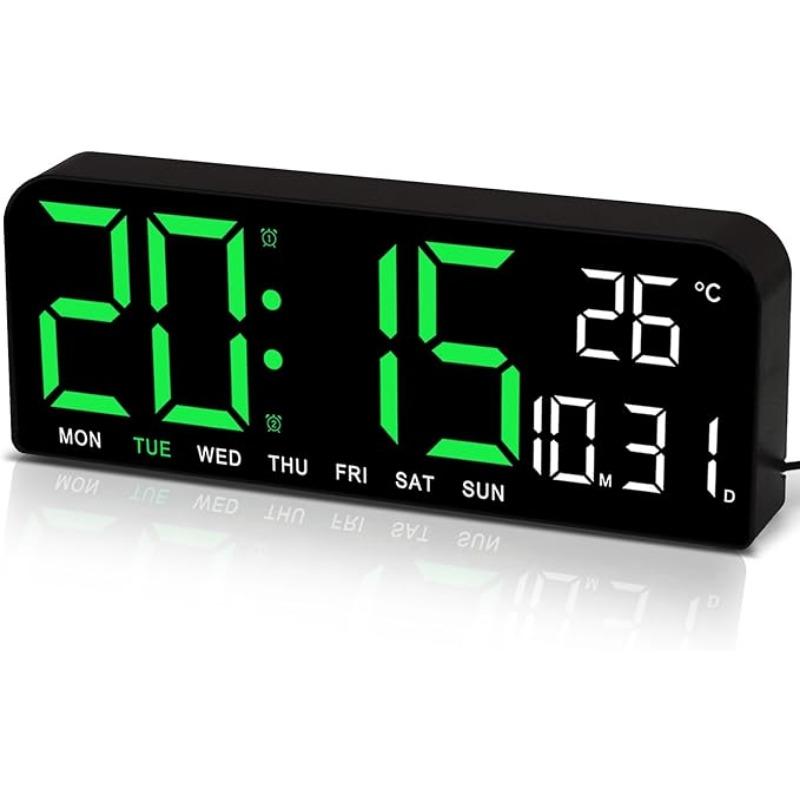 New Large Screen Alarm Clock, Simple LED Desktop Clock, Creative Large Size Desk Clock Hung Clock,Timing and countdown double analog multi-functional desk table clock digital led wall inteligente clock