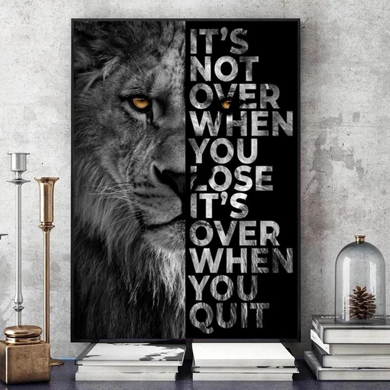 Lion & Letter Pattern Wall Art without Frame, 1 Count Motivational Slogan Modern Canvas Wall Art Poster, Wall Art Decor for Home Living Room Bedroom Office School