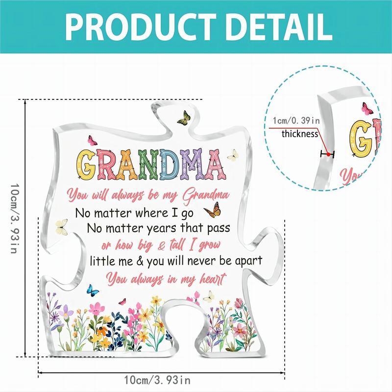 Acrylic Puzzle Grandma Statue, Transparent Home Decoration, Summer Gift, Creative Gift For Grandma