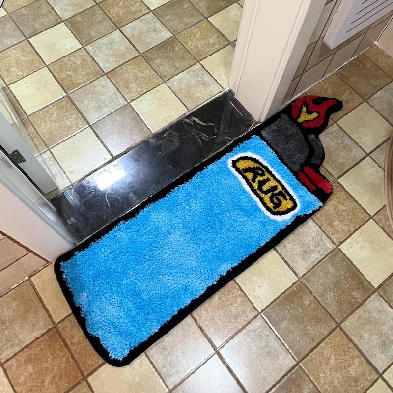 Creative Lighter Shaped Bath Mat, Non-slip Soft Floor Mat, Decorative Carpet for Home Living Room Bedroom Bathroom, Home Decor, Room Decor