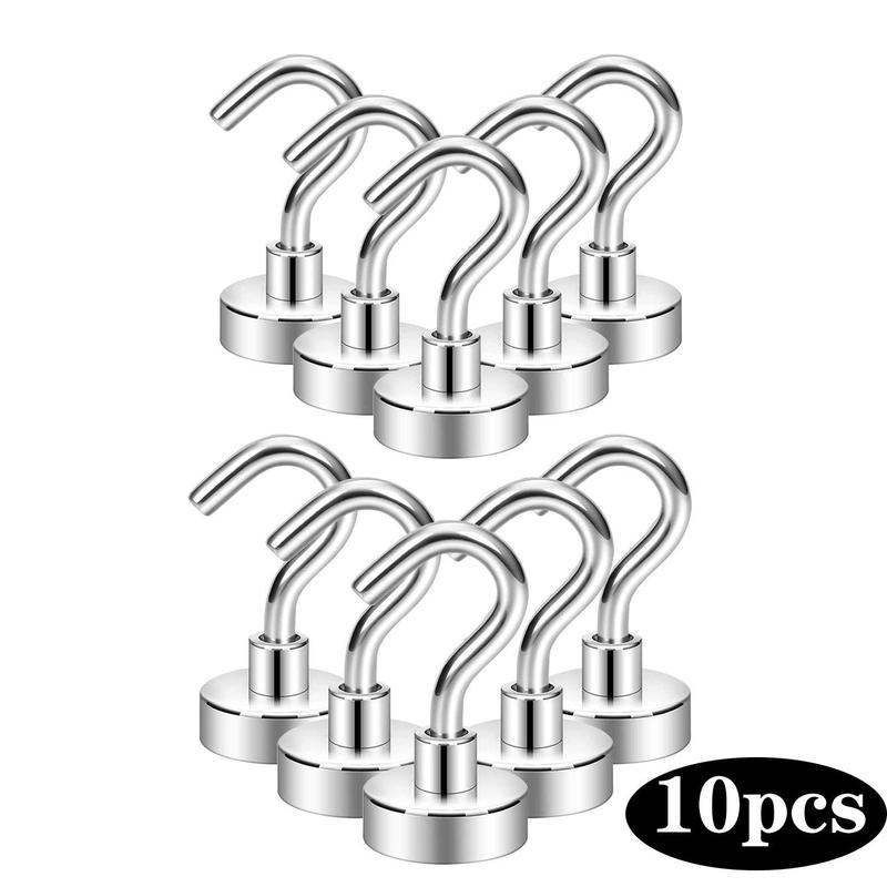 Magnetic Hook, 10pcs Durable Magnetic Hooks, Multifunctional Magnetic Hooks for Kitchen, Office, Hanging Hooks for Fridge, Cabinet, Shelf