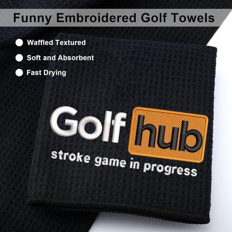 Golf Towel, Golf Accessories for Men & Women, Embroidered Funny Golf Towel, Easy To Clean and Carry Golf Towel, Outdoor Sports Towel, Golf Equipment