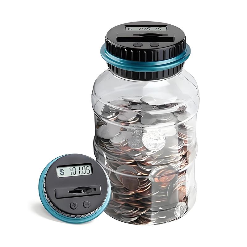 Large Piggy Bank,Digital Coin Bank,Digital Coin Counting Bank with 1.8L Capacity, Great Coin Bank Money Jar for Adults Kids with Saving Goals,Bank for All US Coins (Blue),Powered by 2AAA Battery (Not Included)