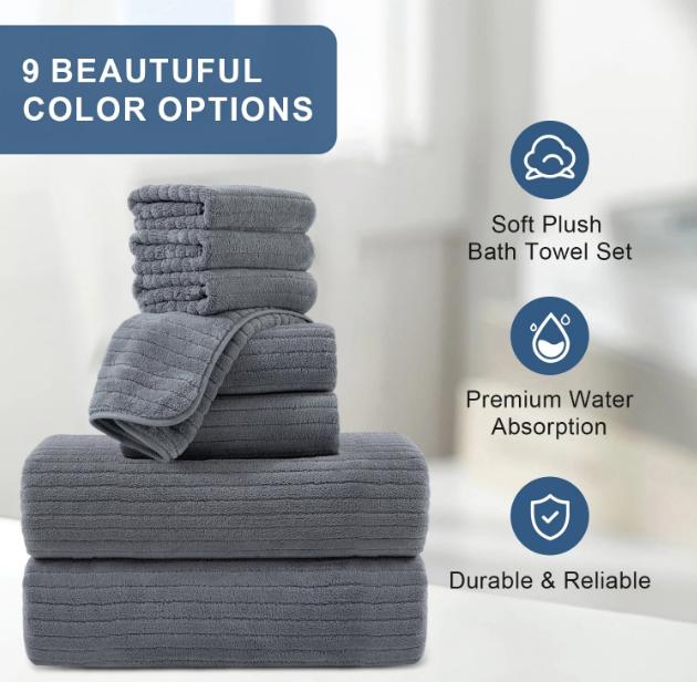 Microfiber Bath Sheet Set - 8 Piece Ultra Soft Plush Oversized Towel Set for Adults - Bathroom Towel Set Box Hand