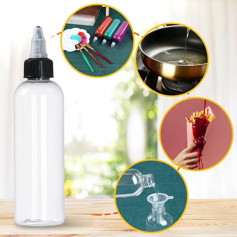 32 Pack 4oz Boston Dispensing Bottles Empty Round LDPE Plastic Squeeze Dropper Bottles Squeeze Bottles with Twist Top Cap for Liquids Oils Art Crafts Kitchen Household