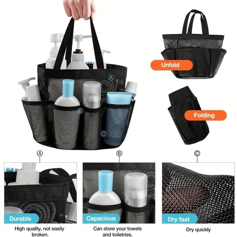 Mesh Shower Bag, 1 Count Portable Large Capacity Shower Storage Bag, Shower Bag for Beach Swimming Gym, Home Organizer