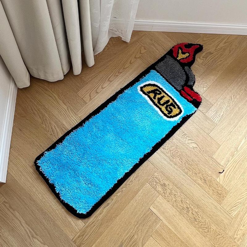 Creative Lighter Shaped Bath Mat, Non-slip Soft Floor Mat, Decorative Carpet for Home Living Room Bedroom Bathroom, Home Decor, Room Decor