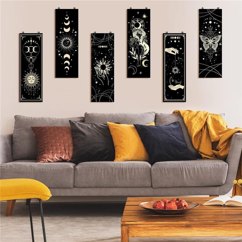 New 6 Pieces Boho Wall Decor Wall Art  Wall Hanging Boho Wooden Home Farmhouse Hangable Ornaments Decoration