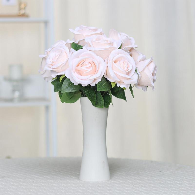 Artificial Rose Bouquet without Vase, 12pcs Faux Flower Bouquet, Decorative Flowers for Home Wedding Party Decor