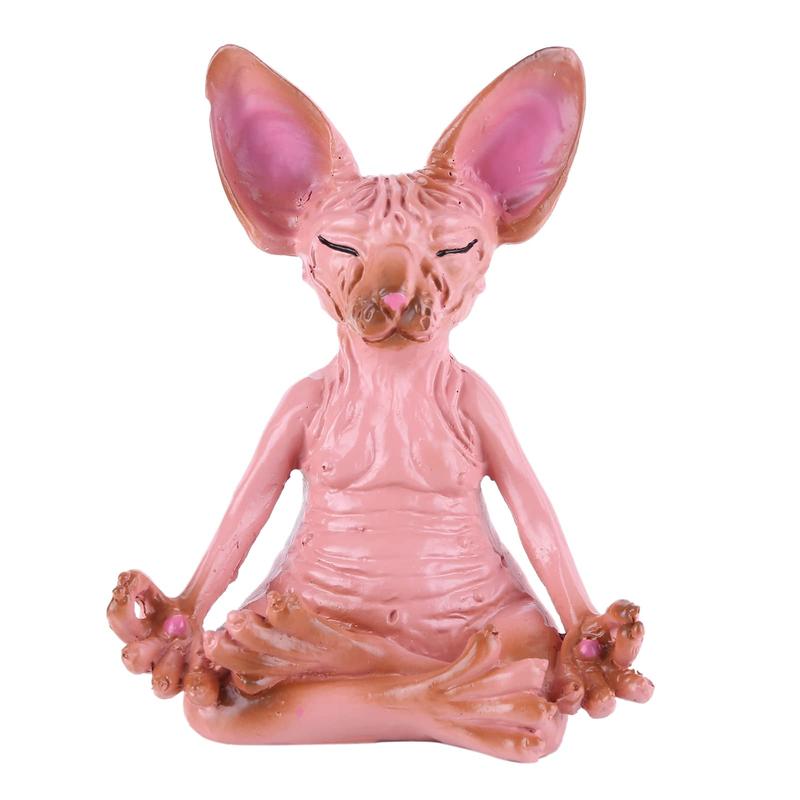 Home Decor Toy for Girls and Boys, 1 Count Girl Toy Yoga Sphynx Cat Design Resin Statue for Living-room Office Desk