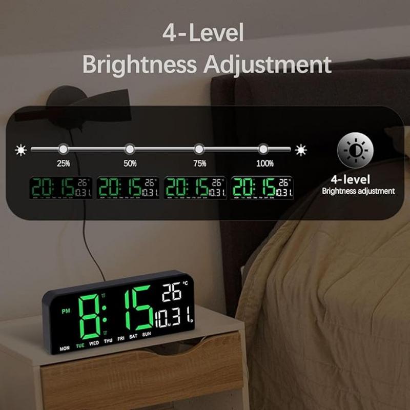 New Large Screen Alarm Clock, Simple LED Desktop Clock, Creative Large Size Desk Clock Hung Clock,Timing and countdown double analog multi-functional desk table clock digital led wall inteligente clock