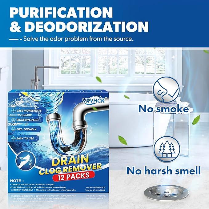 Drain Clog Removal Powder – Effective Drain Cleaner, Toilet & Kitchen Anti-Blockage Cleaner, Deodorizing & Clearing Powder for Household Use –  Gift Christmas 2024