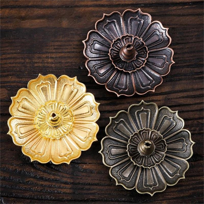 Lotus Design Incense Burner, 1 Count Vintage Flower Shaped Alloy Incense Holder, Desktop Decoration without Incense for Home Bedroom, Home Accessories, Spring Decorations for Home