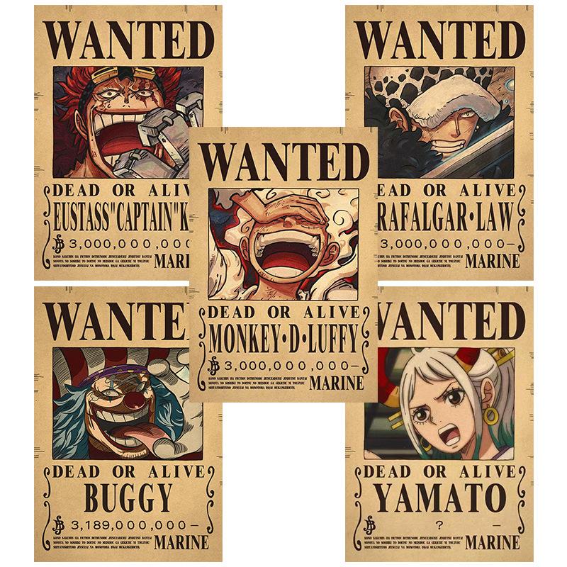 Anime OP Wanted Poster New World Luffy Poster Straw Hat Pirates Wanted Posters Set