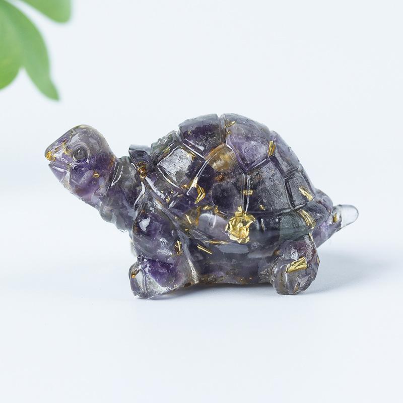 Cute Turtle Design Crystal Resin Figurine, 1 Count Creative Desktop Ornament, Home Decor for Living Room Bedroom Office, Car Interior Decoration