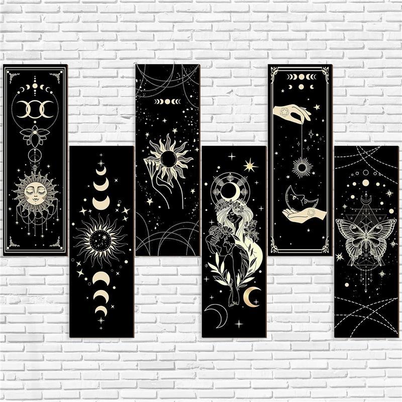 New 6 Pieces Boho Wall Decor Wall Art  Wall Hanging Boho Wooden Home Farmhouse Hangable Ornaments Decoration