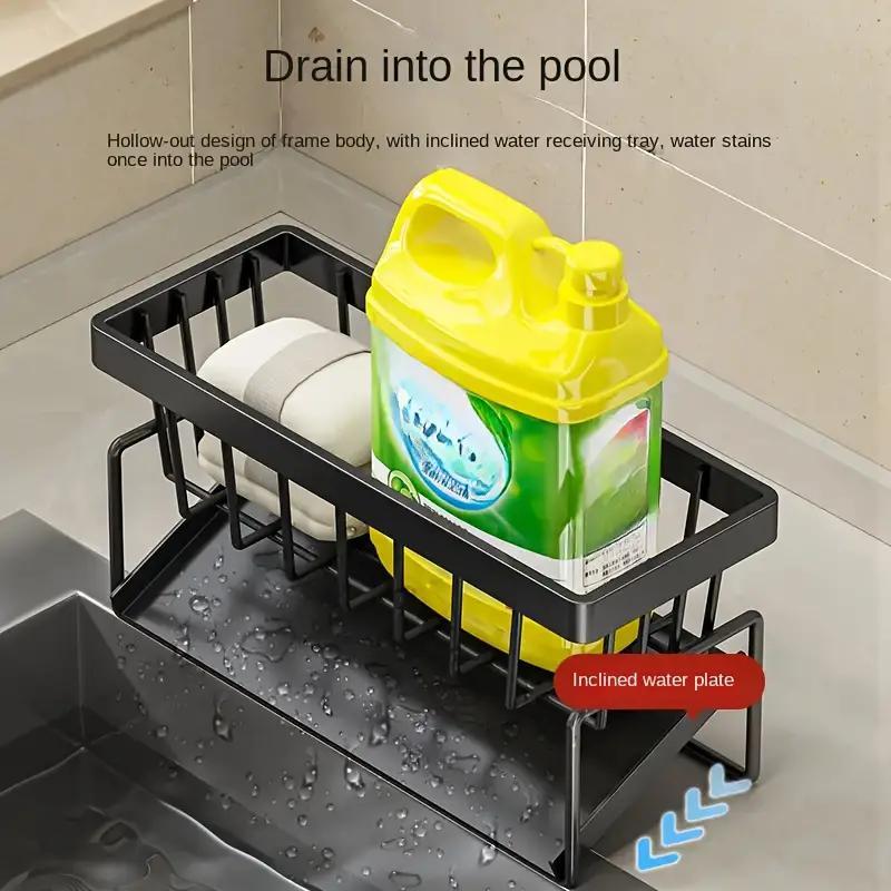 Stainless Steel Kitchen Sink Storage Rack, 1 Count Multifunctional Kitchen Countertop Storage Rack with Towel Holder, Kitchen Accessories