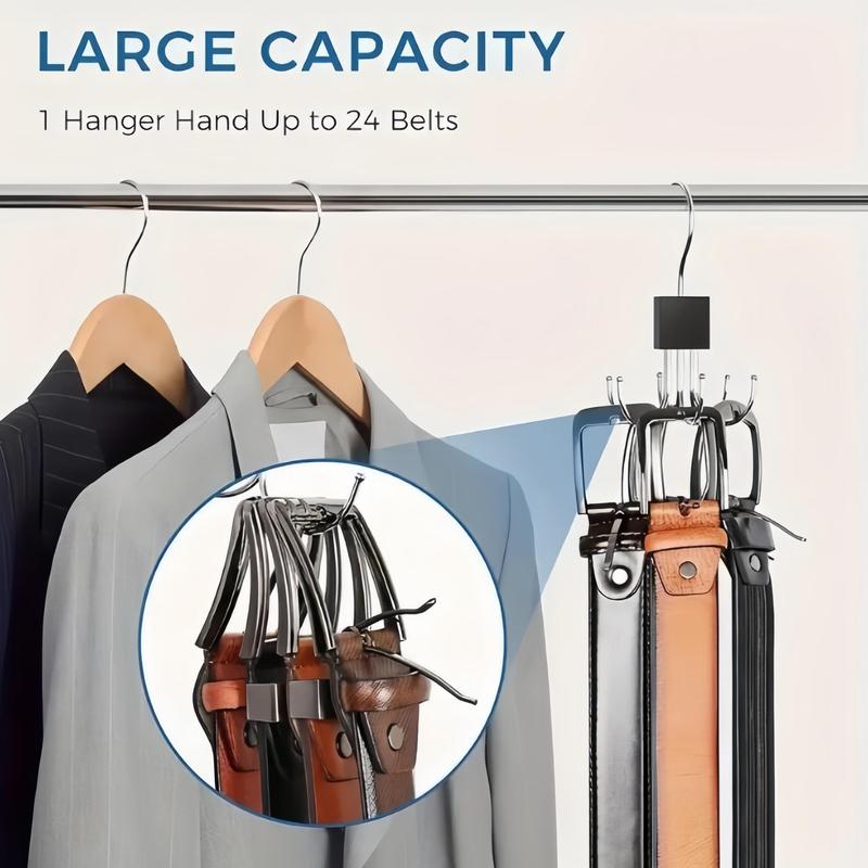 360° Rotating Belt Rack, 1 Count Durable Scarves Storage Hanger Rack, Home Organizer for Belts Scarves Ties