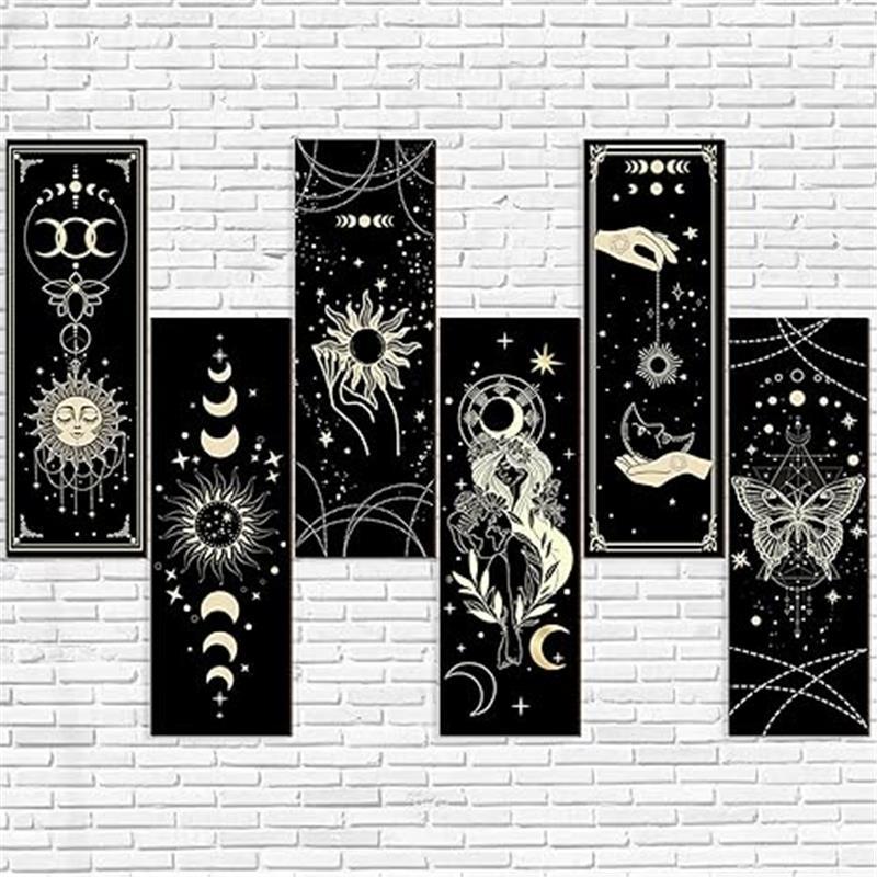 New 6 Pieces Boho Wall Decor Wall Art  Wall Hanging Boho Wooden Home Farmhouse Hangable Ornaments Decoration