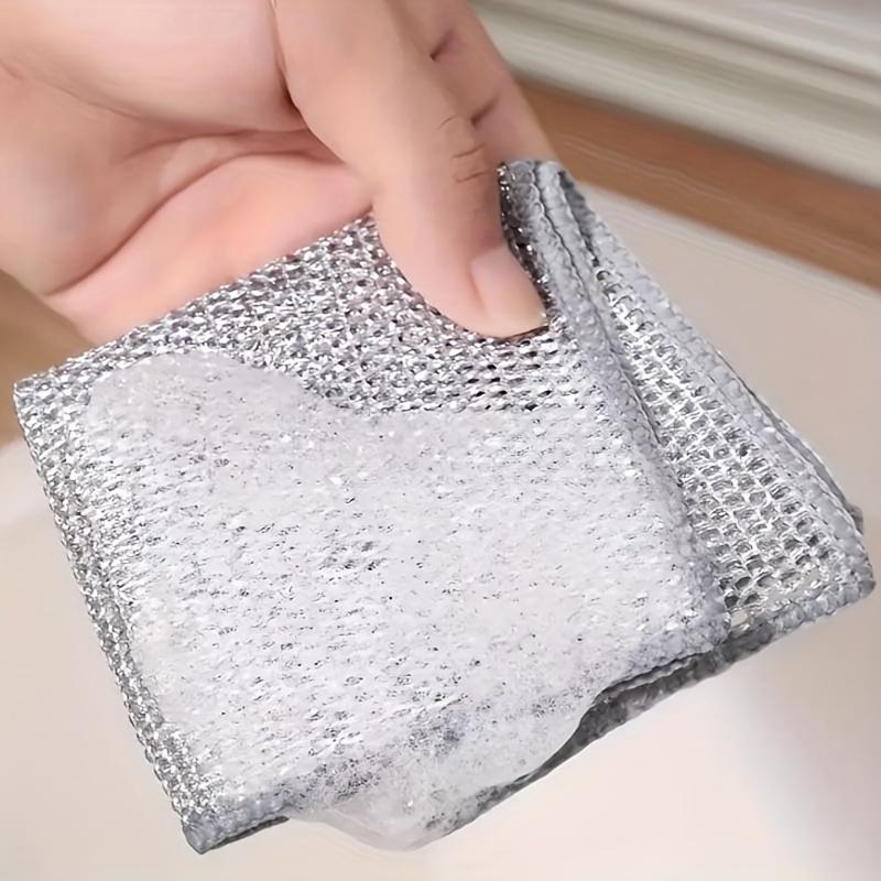 New UpgradeTriple-Layer Non Scratch Wire Dishcloth,Wire Dishwashing Rag,Kitchen Cleaning DishRags,Powerful Multipurpose Wire Miracle Cleaning Cloths For Cookware,Sinks, Dishes,Stove Top