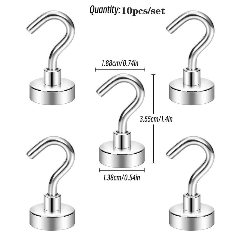 Magnetic Hook, 10pcs Durable Magnetic Hooks, Multifunctional Magnetic Hooks for Kitchen, Office, Hanging Hooks for Fridge, Cabinet, Shelf