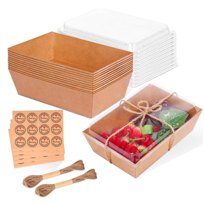 30 Pack Charcuterie Boxes with Clear Lids, 8x6 Inch To Go Paper Charcuterie Box, Food Disposable Containers, Charcuterie Board with Lid for Sandwiches, Strawberries, Cookie, Cake Slice, Cupcakes