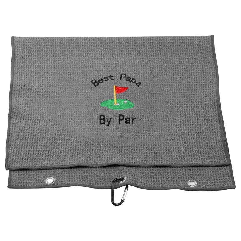 Funny Golf Towel, Microfiber Embroidered Golf Towel with Clip, Best Dad By Par Embroidery Golf Towel, Birthday Retirement Gifts for Father Men Golf Fan Golfer