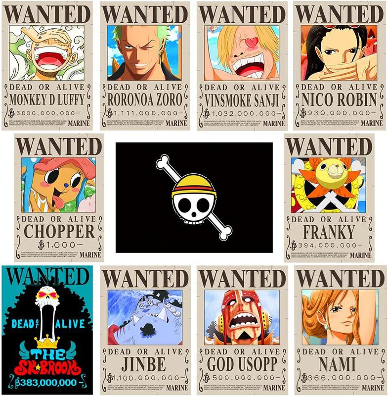 Anime OP Wanted Poster New World Luffy Poster Straw Hat Pirates Wanted Posters Set