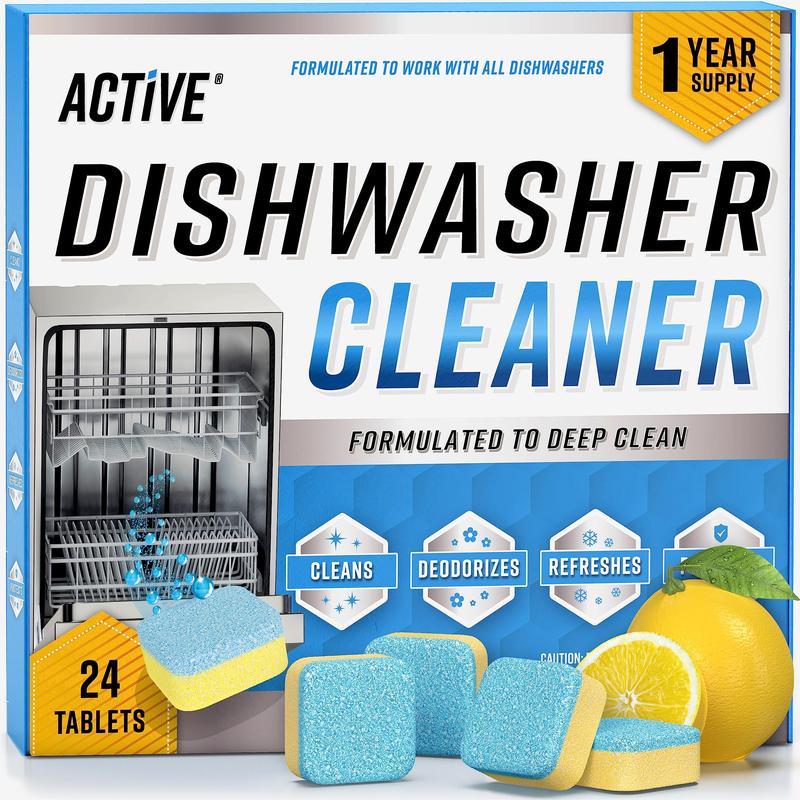 Dishwasher Cleaner And Deodorizer Tablets - 24 Pack Deep Cleaning Descaler Pods Formulated To Clean Dish Washer Machine, Heavy Duty And Septic Safe, Natural Remover For Limescale, Hard Water, Calcium, Odor, Smell - 12 Month Supply